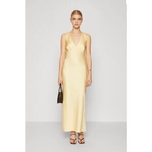 Abercrombie & Fitch Women's Yellow Plunge Cowl Back Maxi Dress Size Medium